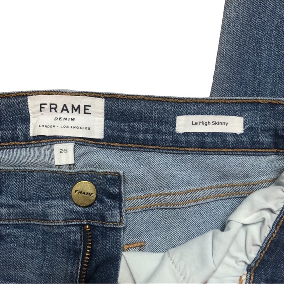 FRAME Denim Jeans Le High Skinny Knee Destroyed Size 26 Pre-Loved - Picture 7 of 12